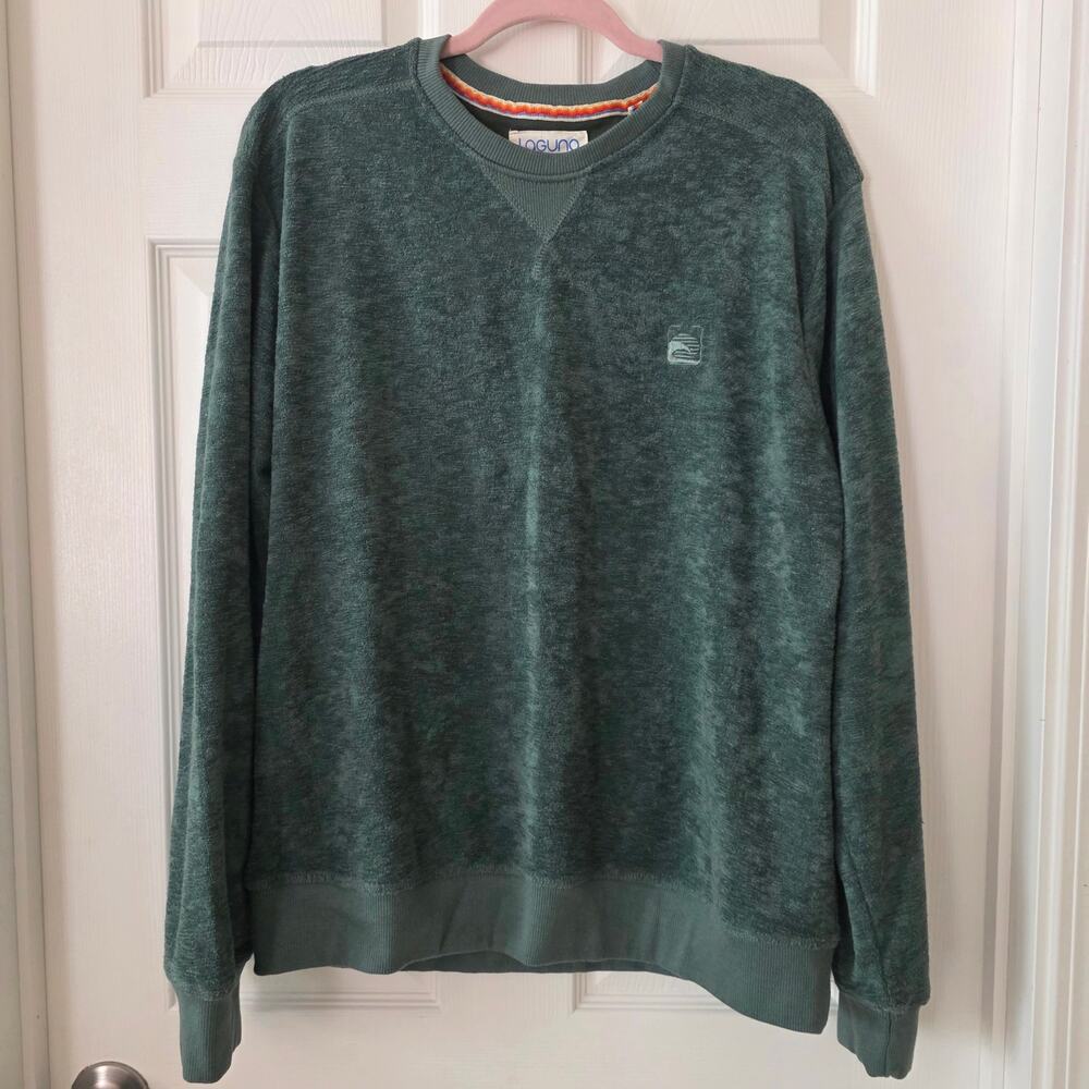 Laguna B Sage Green Crewneck Textured Sweatshirt Men's Medium